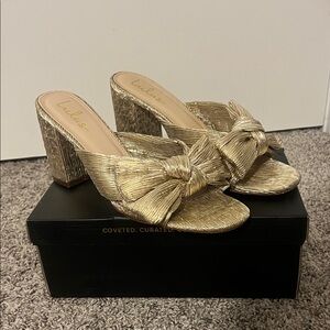 Lulu's Gold Bow Heels